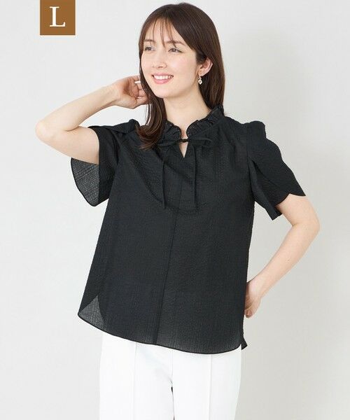 TO BE CHIC (大きいサイズ) / トゥー ビー シック (オオキイサイズ) その他トップス | 【L】ウェーブローン フリルブラウス（ブラック）