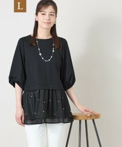 TO BE CHIC (大きいサイズ) / トゥー ビー シック (オオキイサイズ) その他トップス | 【L】シアーアクセント パールビジューチュニック