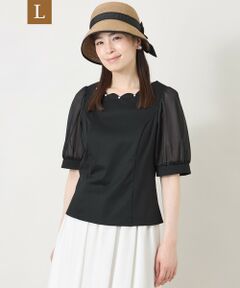 TO BE CHIC (大きいサイズ) / トゥー ビー シック (オオキイサイズ) その他トップス | 【L】スカラップ×シアースリーブ プルオーバー