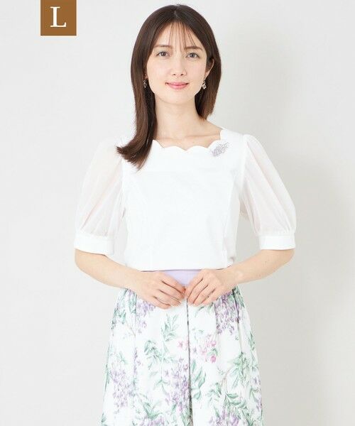 TO BE CHIC (大きいサイズ) / トゥー ビー シック (オオキイサイズ) その他トップス | 【L】スカラップ×シアースリーブ プルオーバー(オフホワイト)