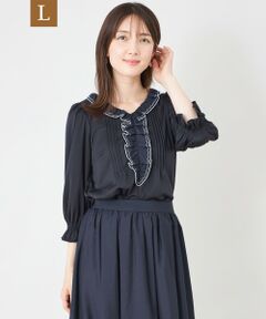 TO BE CHIC (大きいサイズ) / トゥー ビー シック (オオキイサイズ) その他トップス | 【L】スムースフリル刺しゅう カットソー