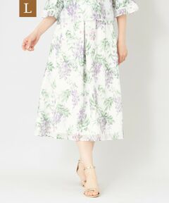 TO BE CHIC (大きいサイズ) / トゥー ビー シック (オオキイサイズ) ロング・マキシ丈スカート | 【L】ライラックプリント ボリュームタックスカート