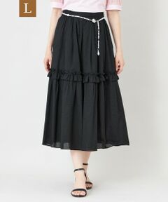 TO BE CHIC (大きいサイズ) / トゥー ビー シック (オオキイサイズ) ロング・マキシ丈スカート | 【L】ウェーブローン フリルタックスカート
