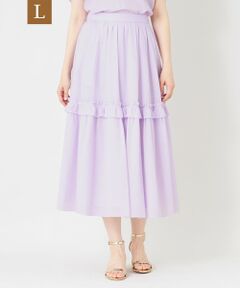 TO BE CHIC (大きいサイズ) / トゥー ビー シック (オオキイサイズ) ロング・マキシ丈スカート | 【L】ウェーブローン フリルタックスカート