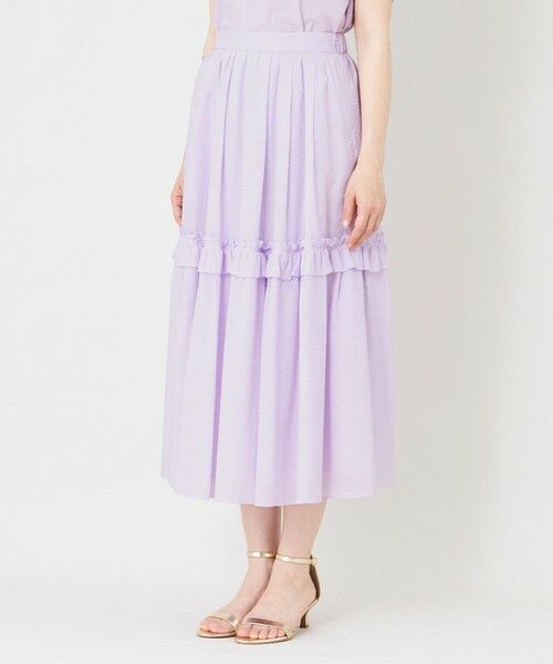 TO BE CHIC (大きいサイズ) / トゥー ビー シック (オオキイサイズ) ロング・マキシ丈スカート | 【L】ウェーブローン フリルタックスカート | 詳細4