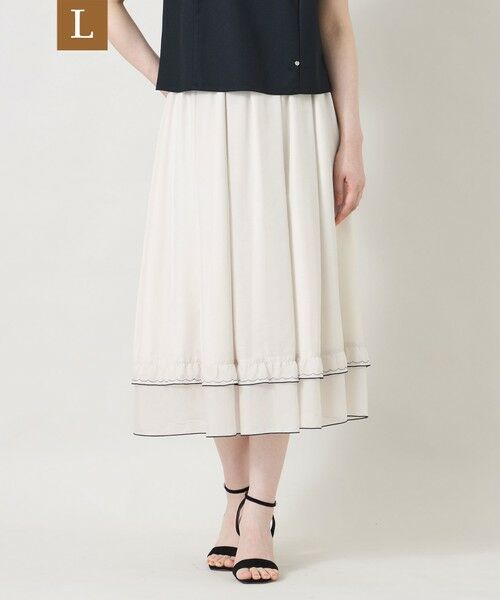 TO BE CHIC (大きいサイズ) / トゥー ビー シック (オオキイサイズ) ロング・マキシ丈スカート | 【L】ライトタッチ ギャザーフリルスカート（ベージュ）