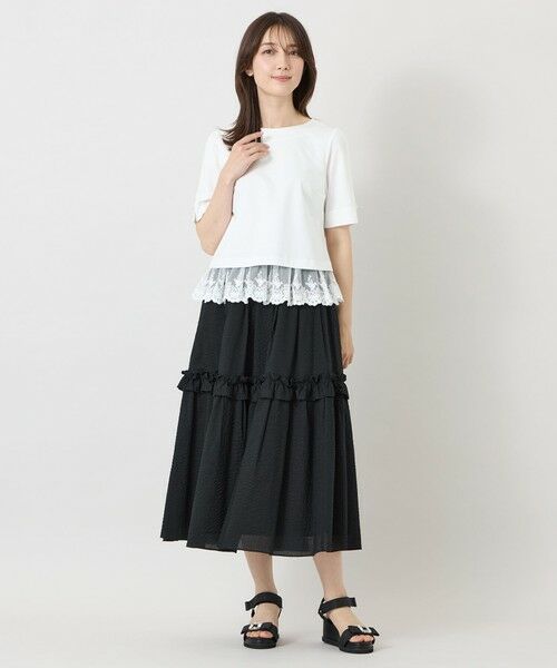 TO BE CHIC (大きいサイズ) / トゥー ビー シック (オオキイサイズ) その他トップス | 【L】ポンチレースドッキング カットソー | 詳細1
