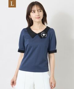 TO BE CHIC (大きいサイズ) / トゥー ビー シック (オオキイサイズ) その他トップス | 【L】ハイゲージコットン デザインネックカットソー