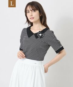 TO BE CHIC (大きいサイズ) / トゥー ビー シック (オオキイサイズ) その他トップス | 【L】デザインネック ボーダーカットソー