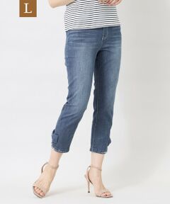 TO BE CHIC (大きいサイズ) / トゥー ビー シック (オオキイサイズ) その他パンツ | 【L】ビーズ刺しゅう リボンスリムデニム