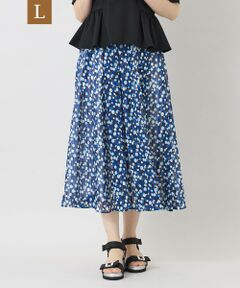 TO BE CHIC (大きいサイズ) / トゥー ビー シック (オオキイサイズ) ロング・マキシ丈スカート | 【L】シャドードットプリント タックフレアスカート