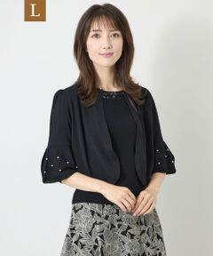 TO BE CHIC (大きいサイズ) / トゥー ビー シック (オオキイサイズ) ブルゾン | 【L】パールペプラム ラメニットカーディガン