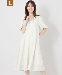 TO BE CHIC (大きいサイズ) / トゥー ビー シック (オオキイサイズ) ロング・マキシ丈ワンピース | 【L】サテンサッカーライン ワンピース