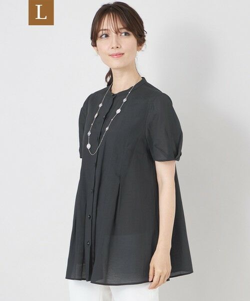 TO BE CHIC (大きいサイズ) / トゥー ビー シック (オオキイサイズ) その他トップス | 【L】エアリーローンチュニックブラウス（ブラック）
