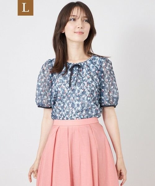 TO BE CHIC (大きいサイズ) / トゥー ビー シック (オオキイサイズ) その他トップス | 【L】ラッセルドットプリント　ギャザーブラウス（ダークネイビー）