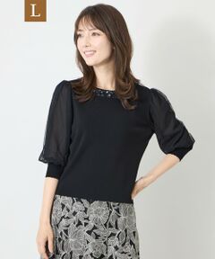 TO BE CHIC (大きいサイズ) / トゥー ビー シック (オオキイサイズ) その他トップス | 【L】チュールレイヤードスリーブ ニット