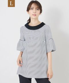 TO BE CHIC (大きいサイズ) / トゥー ビー シック (オオキイサイズ) その他トップス | 【L】デザインネック ボーダーチュニック