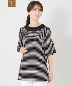 TO BE CHIC (大きいサイズ) / トゥー ビー シック (オオキイサイズ) その他トップス | 【L】デザインネック ボーダーチュニック