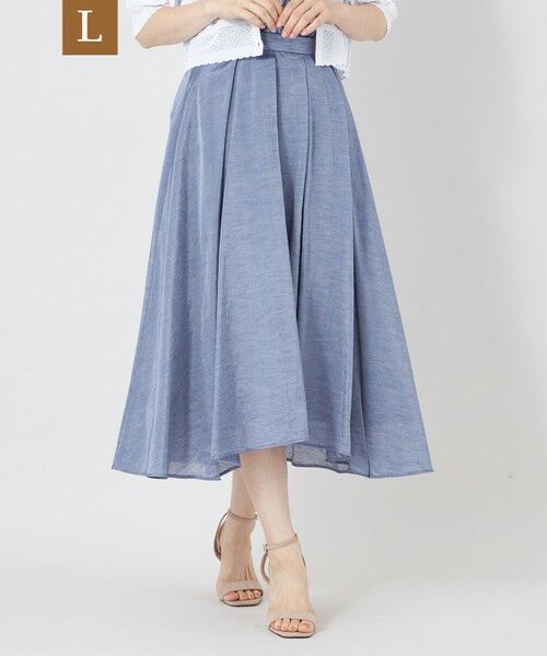 TO BE CHIC (大きいサイズ) / トゥー ビー シック (オオキイサイズ) ロング・マキシ丈スカート | 【L】エアリーローンタックスカート（ブルー6）
