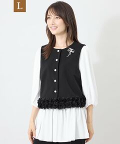 TO BE CHIC (大きいサイズ) / トゥー ビー シック (オオキイサイズ) テーラードジャケット | 【L】マットダンボール フリルヘムショートジレ