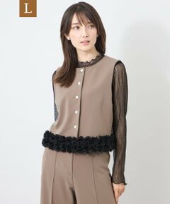 TO BE CHIC (大きいサイズ) / トゥー ビー シック (オオキイサイズ) テーラードジャケット | 【L】マットダンボール フリルヘムショートジレ