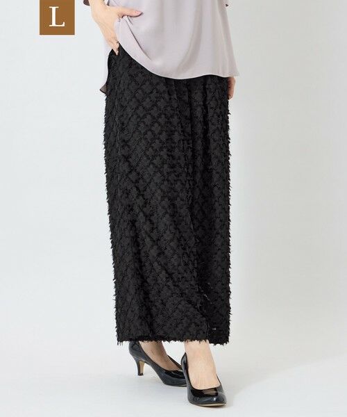 TO BE CHIC (大きいサイズ) / トゥー ビー シック (オオキイサイズ) その他パンツ | 【L】シアーフラワージャカード ワイドパンツ(ブラック)