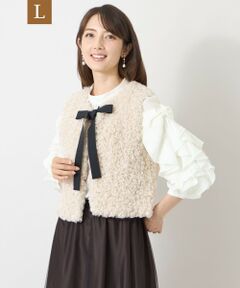 TO BE CHIC (大きいサイズ) / トゥー ビー シック (オオキイサイズ) テーラードジャケット | 【L】エアリーカールファー ショートジレ