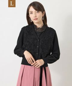 TO BE CHIC (大きいサイズ) / トゥー ビー シック (オオキイサイズ) ブルゾン | 【L】フラワーチュールドッキング ニットカーディガン