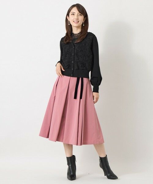 TO BE CHIC (大きいサイズ) / トゥー ビー シック (オオキイサイズ) ブルゾン | 【L】フラワーチュールドッキング ニットカーディガン | 詳細1