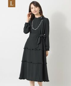 TO BE CHIC (大きいサイズ) / トゥー ビー シック (オオキイサイズ) ロング・マキシ丈ワンピース | 【L】ミネラルテックス フリルヘムワンピース