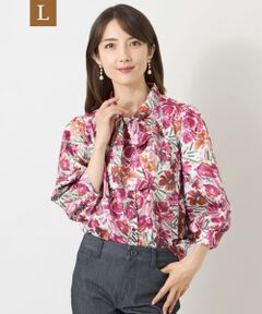 TO BE CHIC (大きいサイズ) / トゥー ビー シック (オオキイサイズ) その他トップス | 【L】アートフラワープリント ボウタイブラウス
