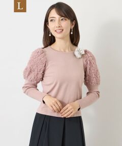 TO BE CHIC (大きいサイズ) / トゥー ビー シック (オオキイサイズ) その他トップス | 【L】フラワーチュールスリーブ ニットプルオーバー