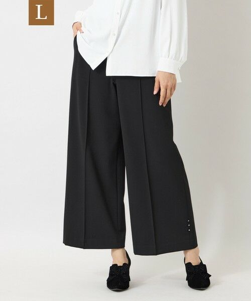 TO BE CHIC (大きいサイズ) / トゥー ビー シック (オオキイサイズ) その他パンツ | 【L】ウールライクストレッチ ワイドパンツ(ブラック)