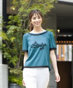 【WEB・店舗限定】【Tricolore】【ウォッシャブル】ギザリヨセル天竺ボーダーカットソー