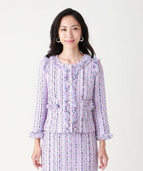 美品✨大きいサイズ TO BE CHIC ツイードセットアップ ノーカラー 46