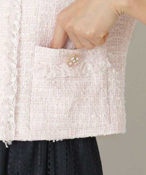 TO BE CHIC / トゥー ビー シック ノーカラージャケット | ライトカラーツイード ショートジャケット | 詳細6