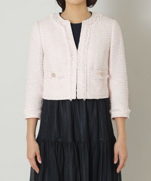 TO BE CHIC / トゥー ビー シック ノーカラージャケット | ライトカラーツイード ショートジャケット | 詳細2