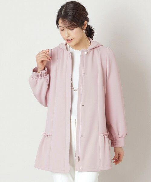TO BE CHIC/トゥー ビー シック ストレッチライトダンボールニット フーデッドコート ピンク2 42 TO BE CHIC/トゥー ビー シック ストレッチライトダンボールニット フーデッドコート ピンク2 42