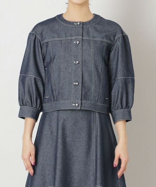 TO BE CHIC 2wayレッキスファーデニムジャケットノーカラー