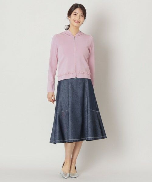 TO BE CHIC / トゥー ビー シック ブルゾン | レーヨンナイロン フリルフーディー ニット | 詳細3