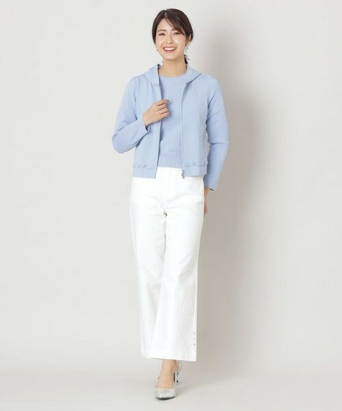 TO BE CHIC / トゥー ビー シック ブルゾン | レーヨンナイロン フリルフーディー ニット | 詳細4