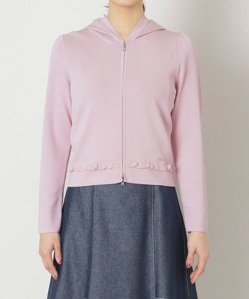 TO BE CHIC / トゥー ビー シック ブルゾン | レーヨンナイロン フリルフーディー ニット | 詳細5