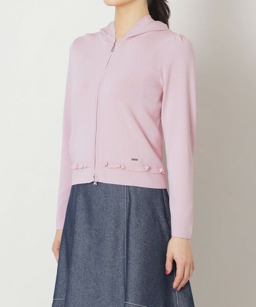 TO BE CHIC / トゥー ビー シック ブルゾン | レーヨンナイロン フリルフーディー ニット | 詳細6