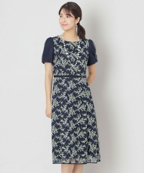 TO BE CHIC/トゥー ビー シック ミモザチュールフィット&フレア ドレス ネイビー1 38 TO BE CHIC/トゥー ビー シック ミモザチュールフィット&フレア ドレス ネイビー1 38