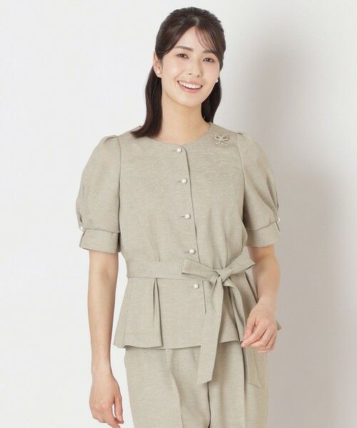 TO BE CHIC / トゥー ビー シック ノーカラージャケット | リネンライク ブラウスジャケット | 詳細11