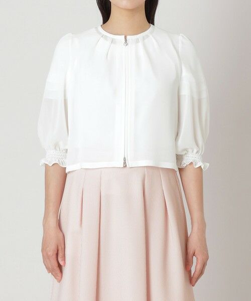 TO BE CHIC / トゥー ビー シック ノーカラージャケット | ジョーゼット ショートブルゾン | 詳細4