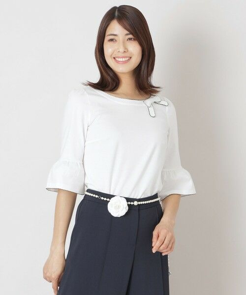 TO BE CHIC/トゥー ビー シック 配色ピコ カットソープルオーバー オフホワイト1 40 TO BE CHIC/トゥー ビー シック 配色ピコ カットソープルオーバー オフホワイト1 40