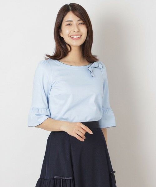 TO BE CHIC/トゥー ビー シック 配色ピコ カットソープルオーバー サックスブルー1 42 TO BE CHIC/トゥー ビー シック 配色ピコ カットソープルオーバー サックスブルー1 42