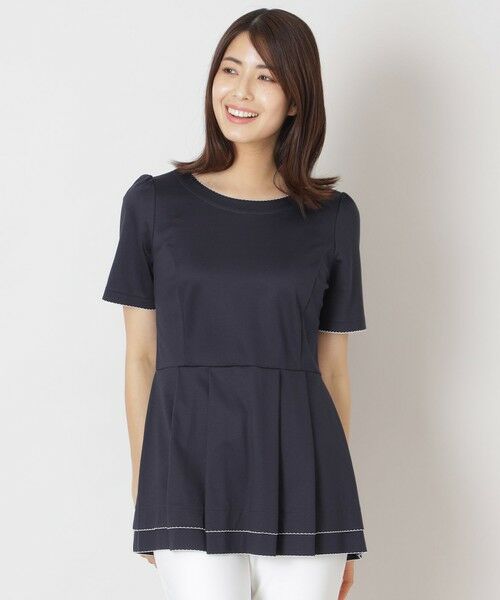 TO BE CHIC/トゥー ビー シック 配色ピコ ティアードチュニック ネイビー2 42 TO BE CHIC/トゥー ビー シック 配色ピコ ティアードチュニック ネイビー2 42