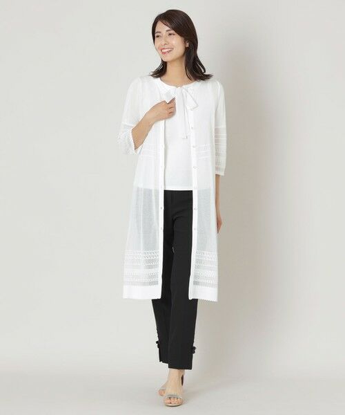 TO BE CHIC / トゥー ビー シック ブルゾン | 透かし編み ロングカーディガン | 詳細1